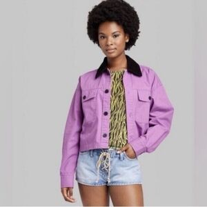 Wild Fable Lavender Jean Jacket with Black Collar